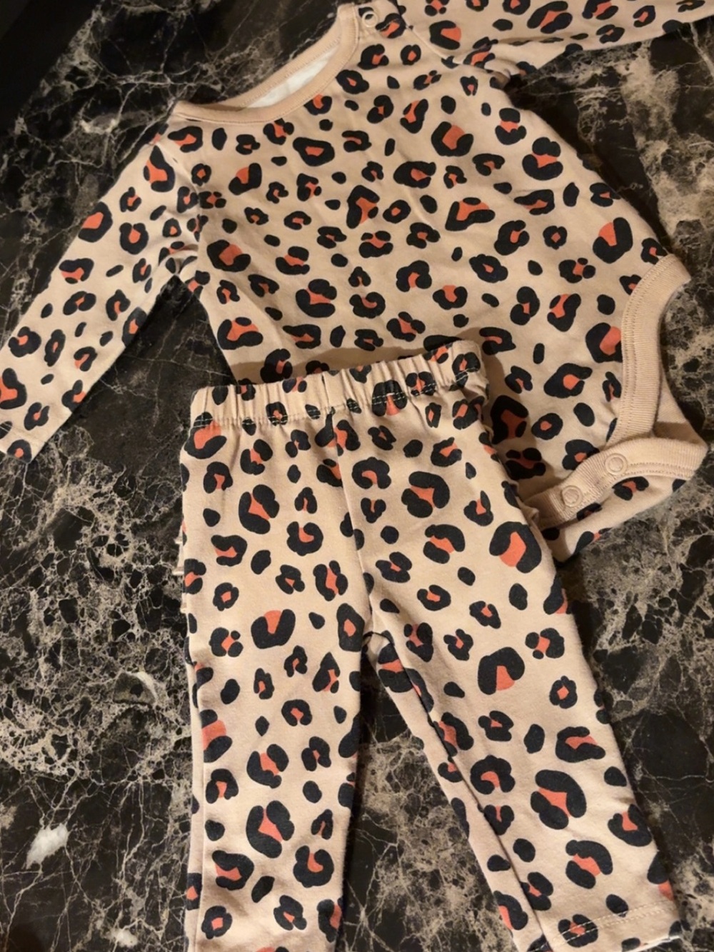 Leopard Print Baby Bottoms Set in Beige and Black